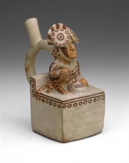 Stirrup-Spout Square Vessel: Seated Ruler With Pampas Cat (JPEG)